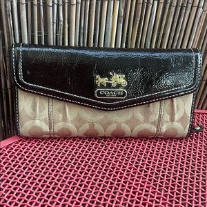 Coach Dark Brown and Tan Wallet